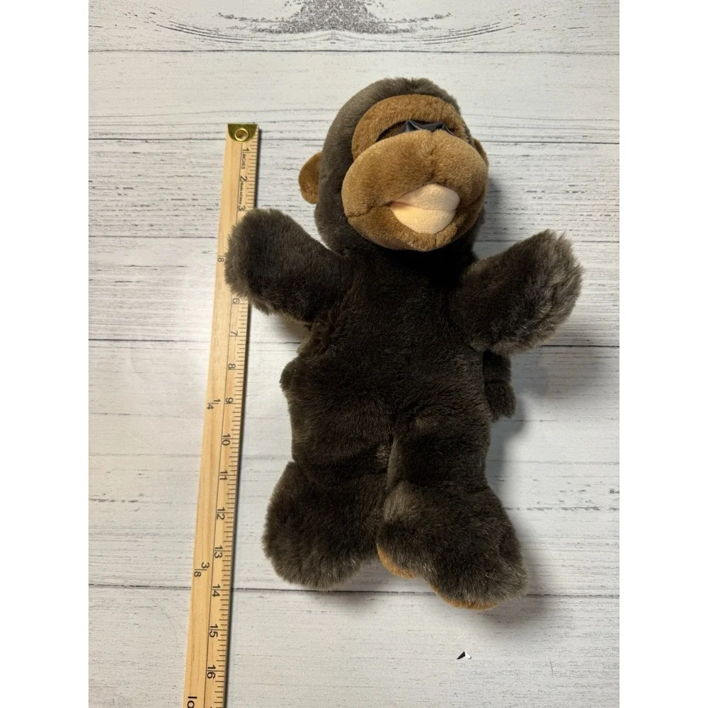 Monkey Plush Hand Puppet Faux Leather‎ Nose Brown 12